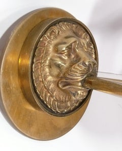Neoclassical Brass Lion Head Sconces Rewired Wall Mounted Lamps