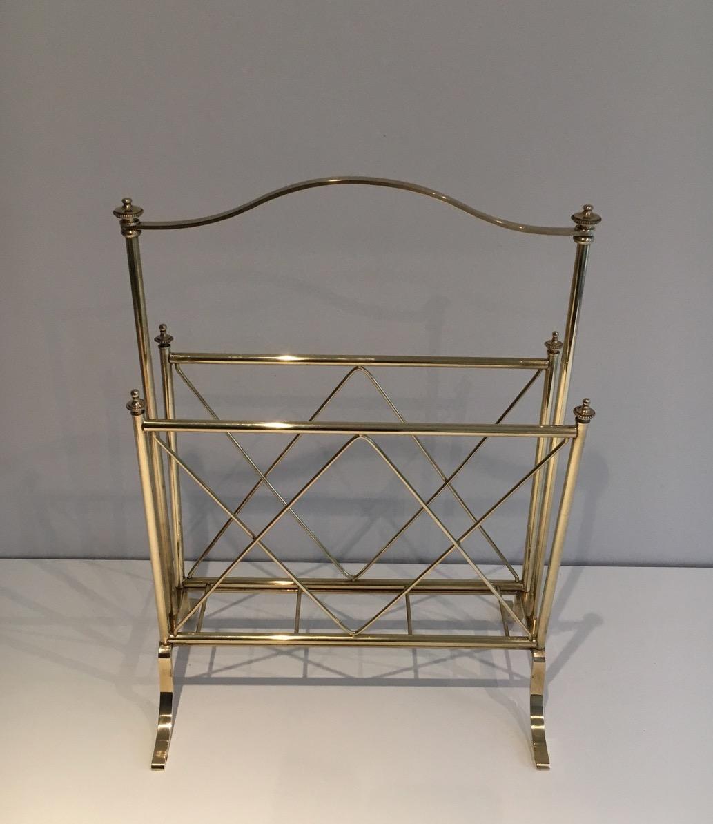 Neoclassical Brass Magazine Rack, French Attributed to Maison Jansen. Circa 1940 For Sale 6