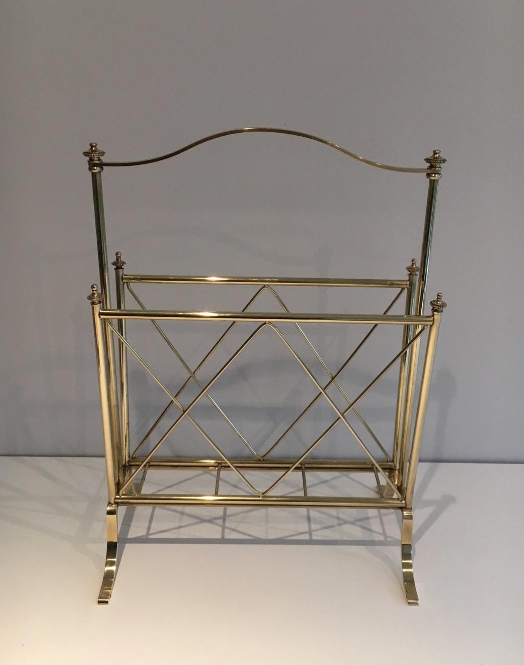 Neoclassical Brass Magazine Rack, French Attributed to Maison Jansen. Circa 1940 For Sale 7