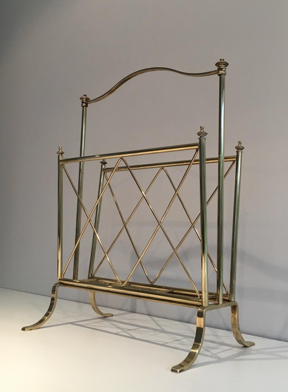 Neoclassical Brass Magazine Rack, French Attributed to Maison Jansen. Circa 1940 For Sale 8