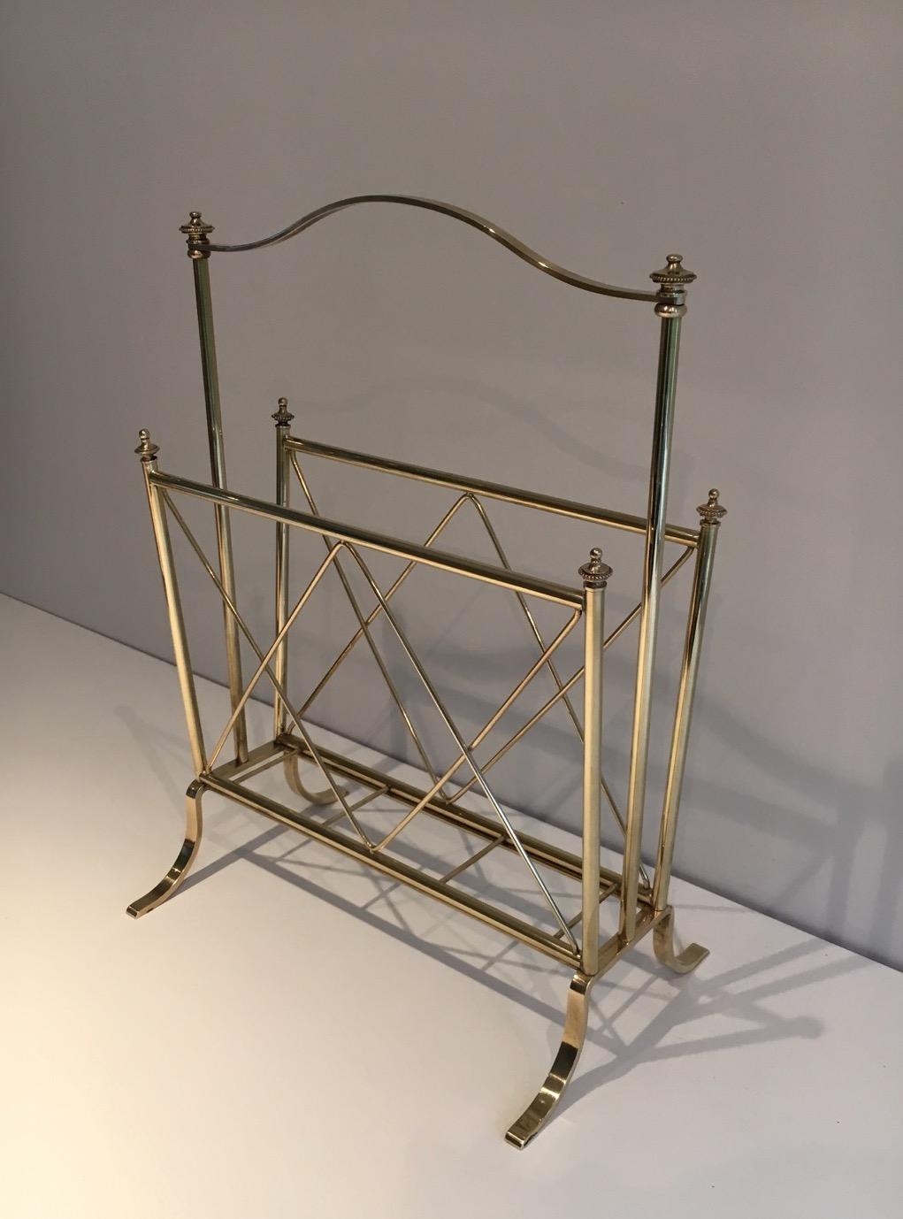 Neoclassical Brass Magazine Rack, French Attributed to Maison Jansen. Circa 1940 For Sale 9