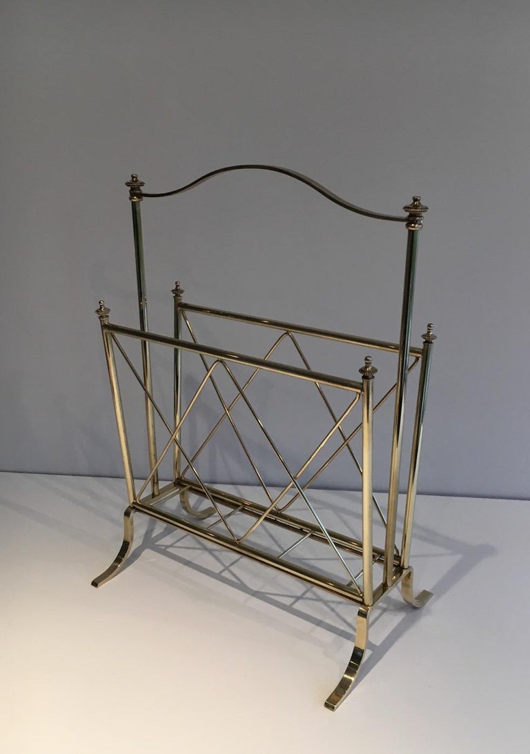 Neoclassical Brass Magazine Rack, French Attributed to Maison Jansen ...