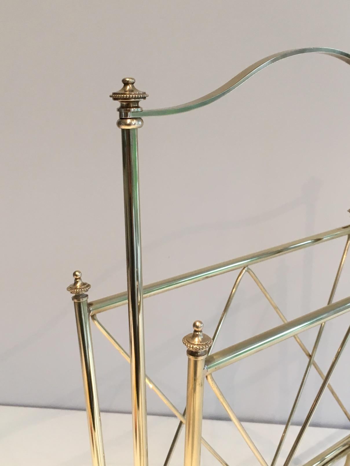 Neoclassical Brass Magazine Rack, French Attributed to Maison Jansen. Circa 1940 For Sale 1