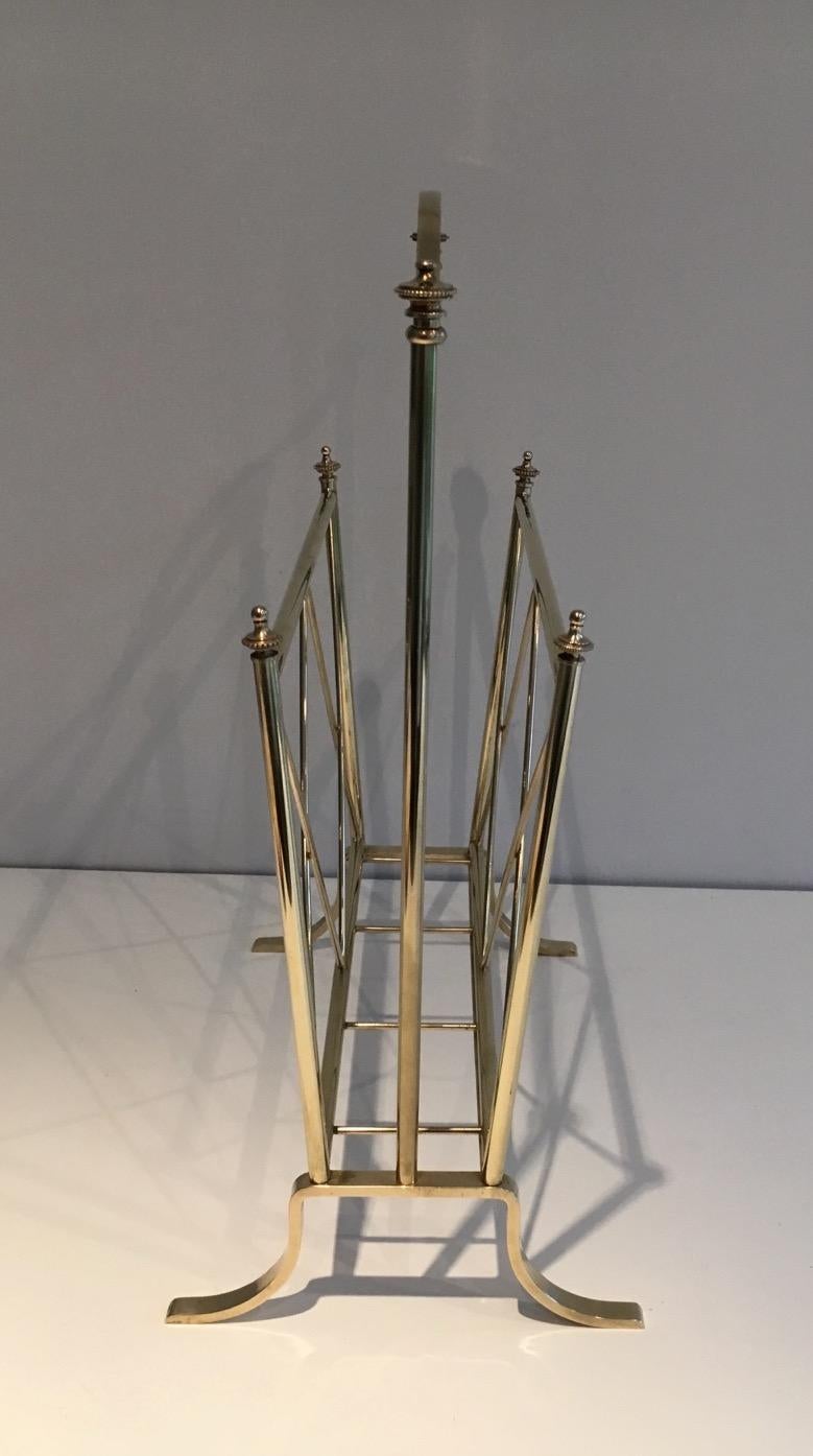 Neoclassical Brass Magazine Rack, French Attributed to Maison Jansen. Circa 1940 For Sale 4