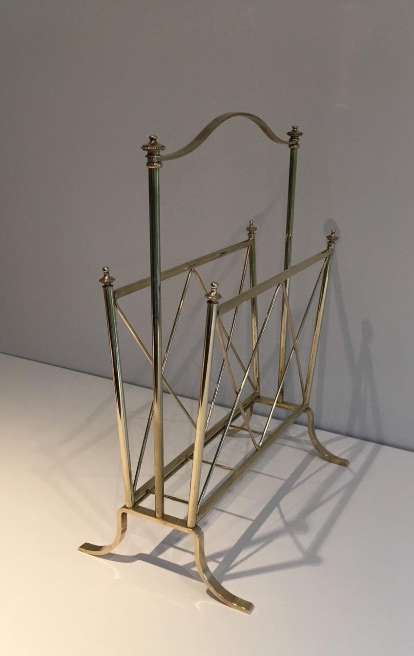 Neoclassical Brass Magazine Rack, French Attributed to Maison Jansen. Circa 1940 For Sale 5