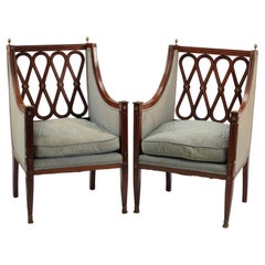 Neoclassical Brass Mounted Armchairs, Russian 19th Century