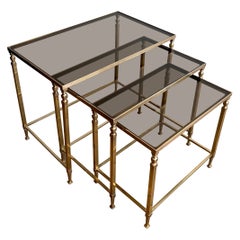 Neoclassical Brass Nesting Tables by Maison Ramsay