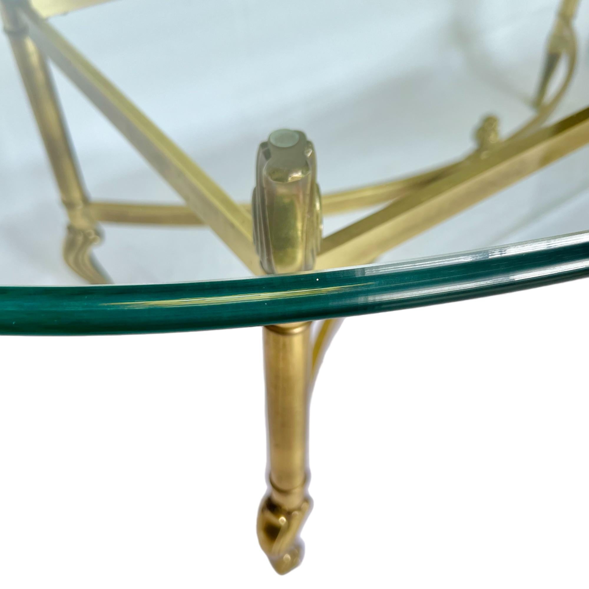 Neoclassical Brass Oval Glass Top Coffee Table, Late 20th C. 2