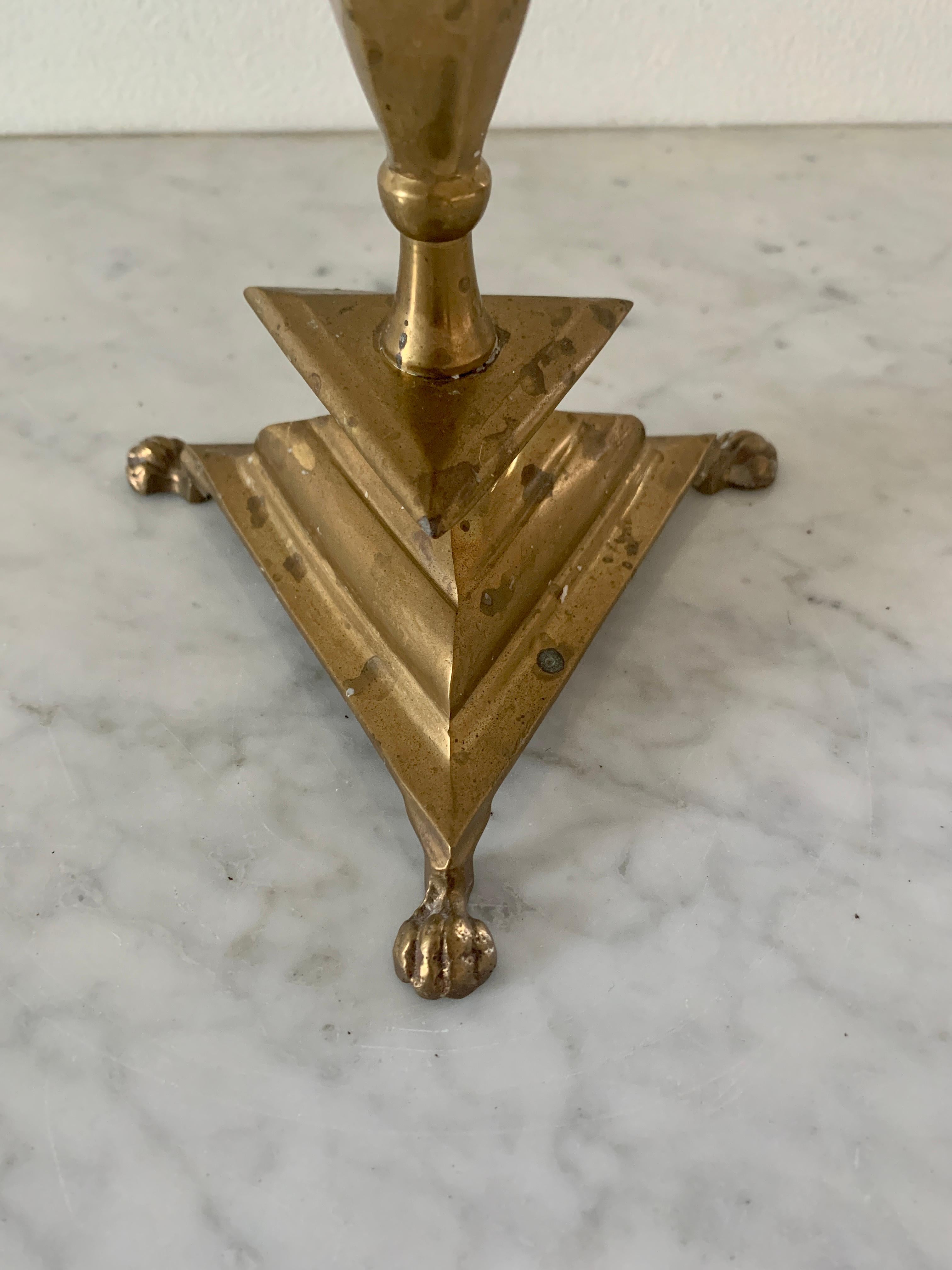Neoclassical Brass Paw Foot Candlestick Holders, Pair For Sale 2