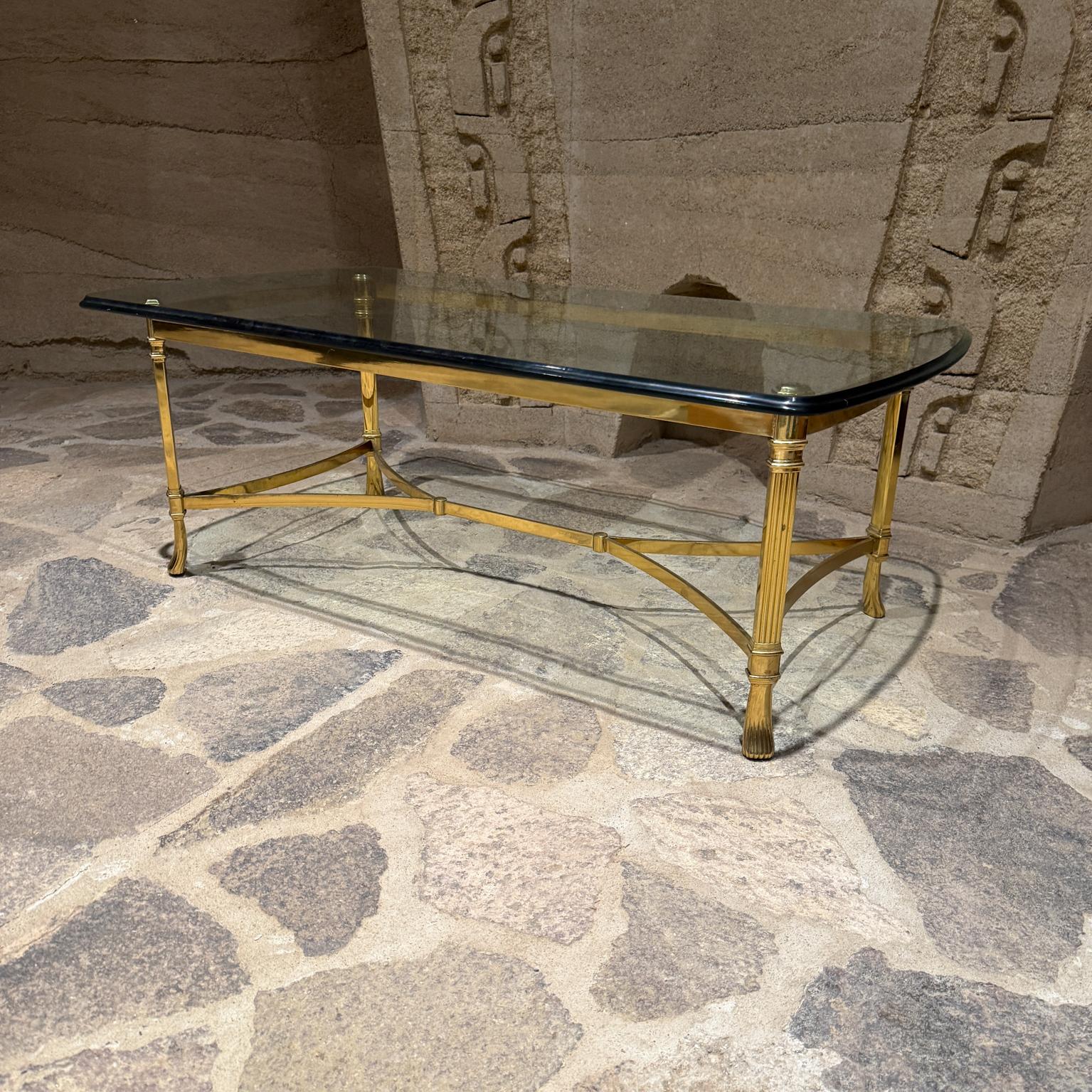 Neoclassical Revival Neoclassical Brass Plated Coffee Table La Barge Hoof Legs For Sale