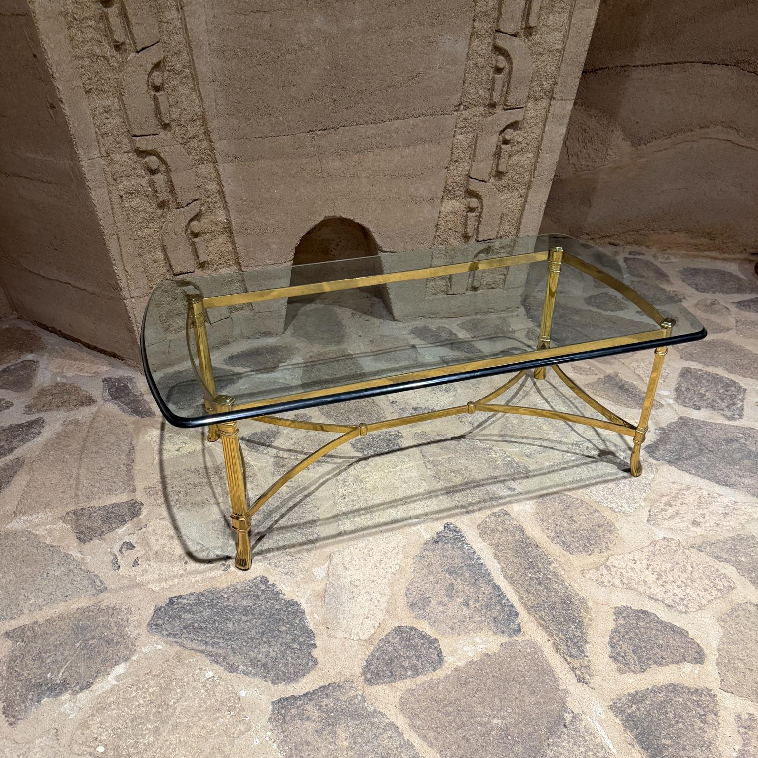 Late 20th Century Neoclassical Brass Plated Coffee Table La Barge Hoof Legs For Sale