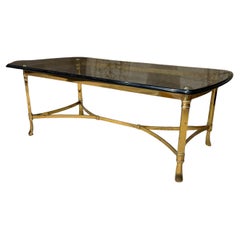 Neoclassical Brass Plated Coffee Table La Barge Hoof Legs