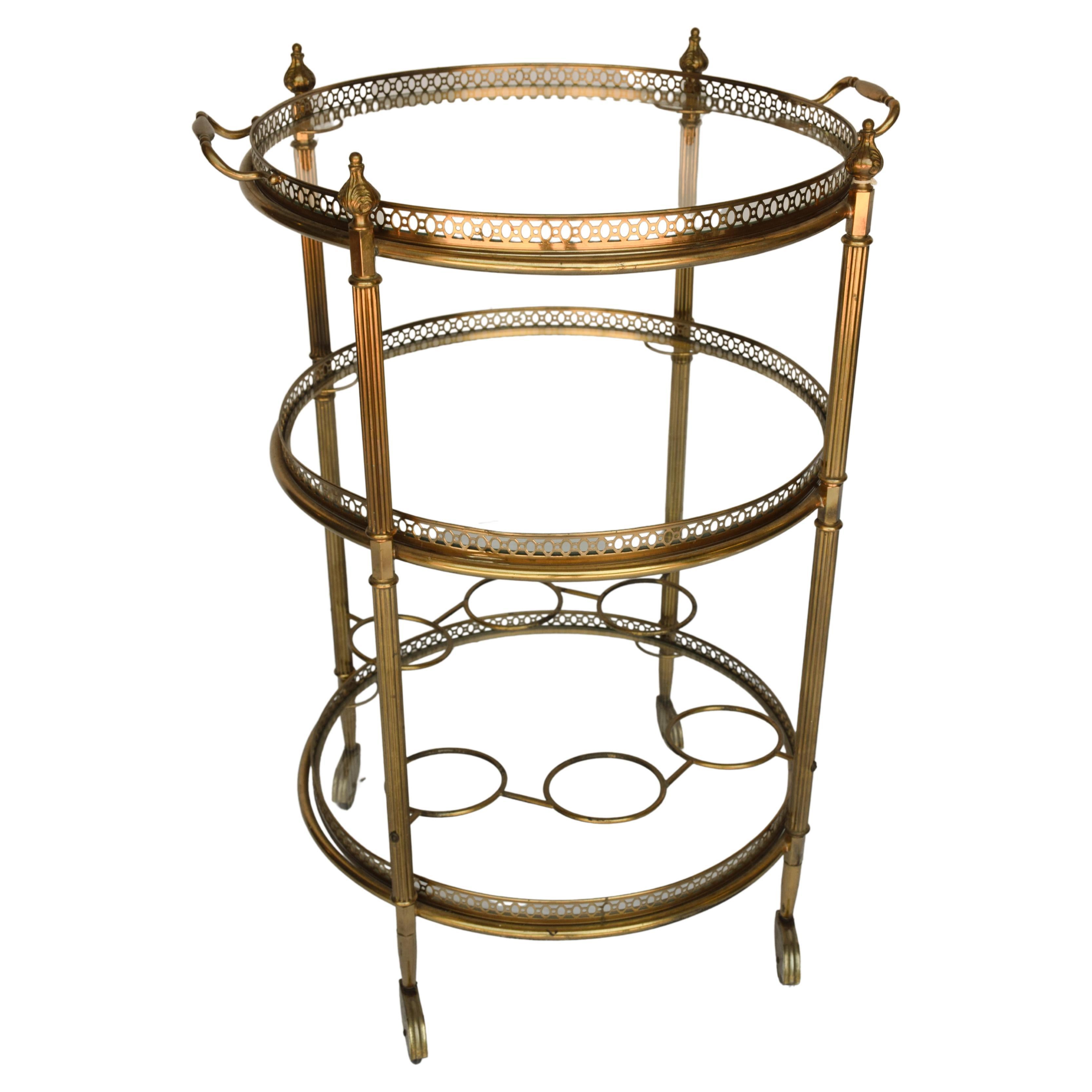 Neoclassical Brass Round Bar Cart
