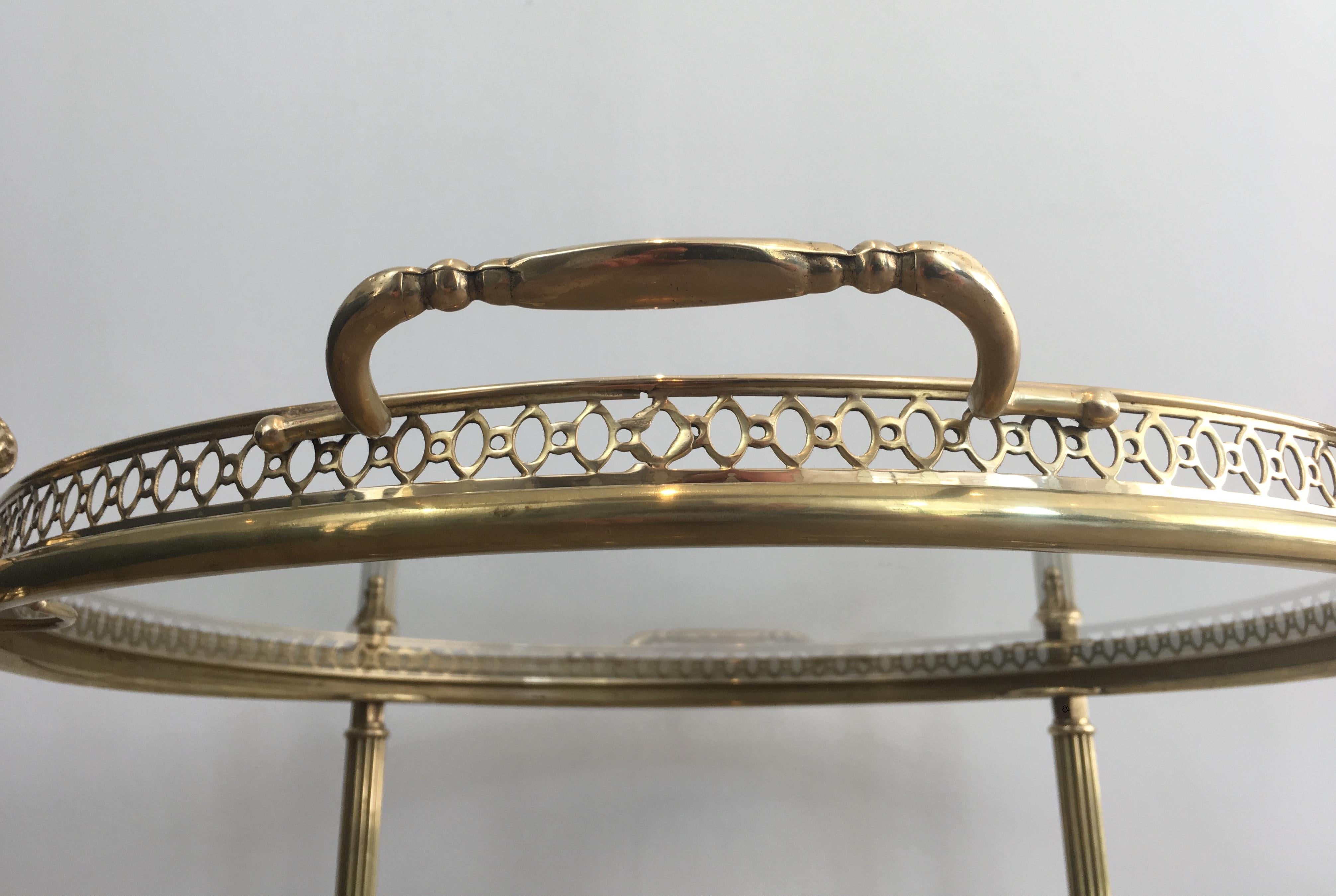 Neoclassical Brass Round Bar Cart, French, circa 1940 For Sale 3