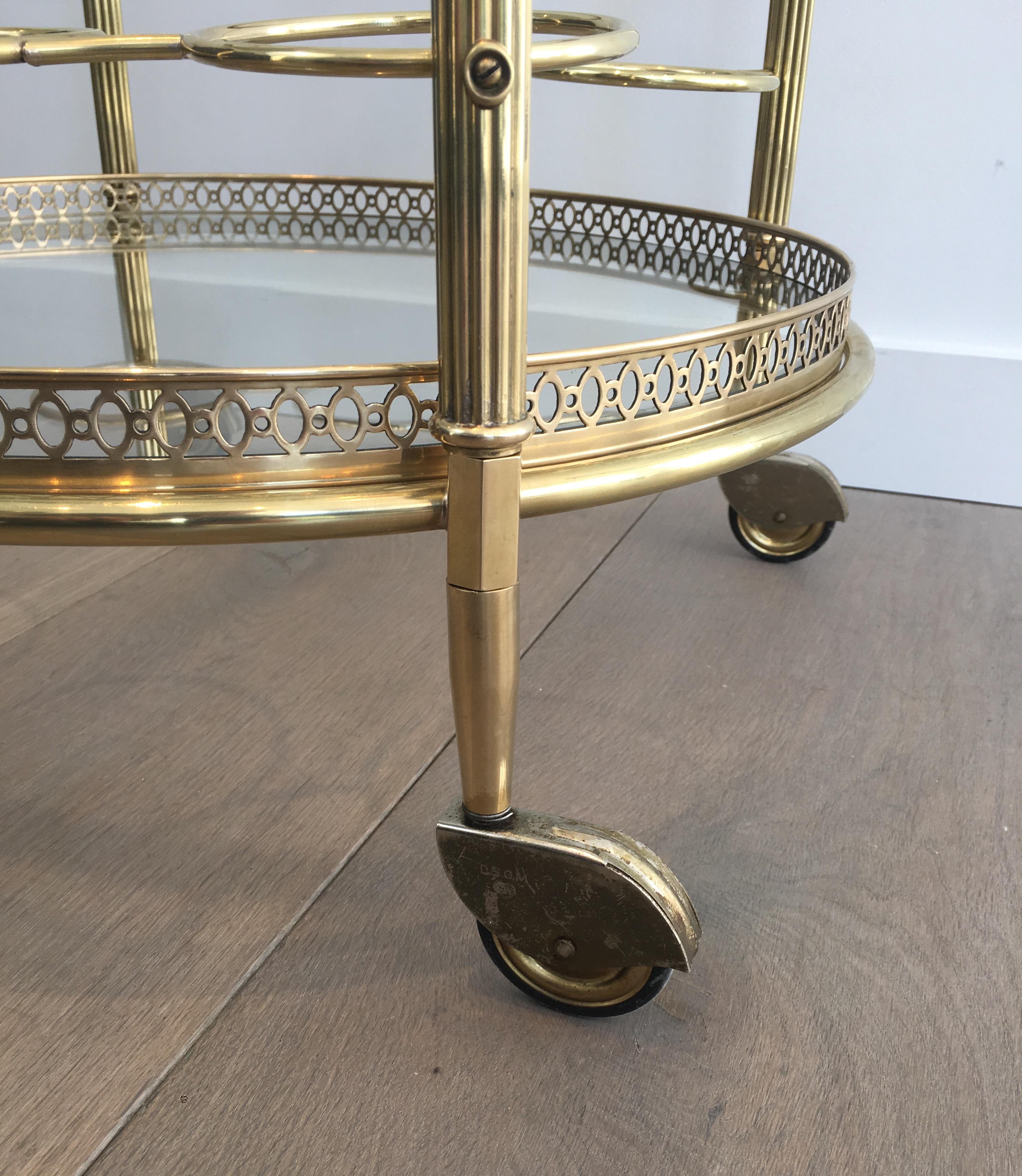 Neoclassical Brass Round Bar Cart, French, circa 1940 For Sale 4