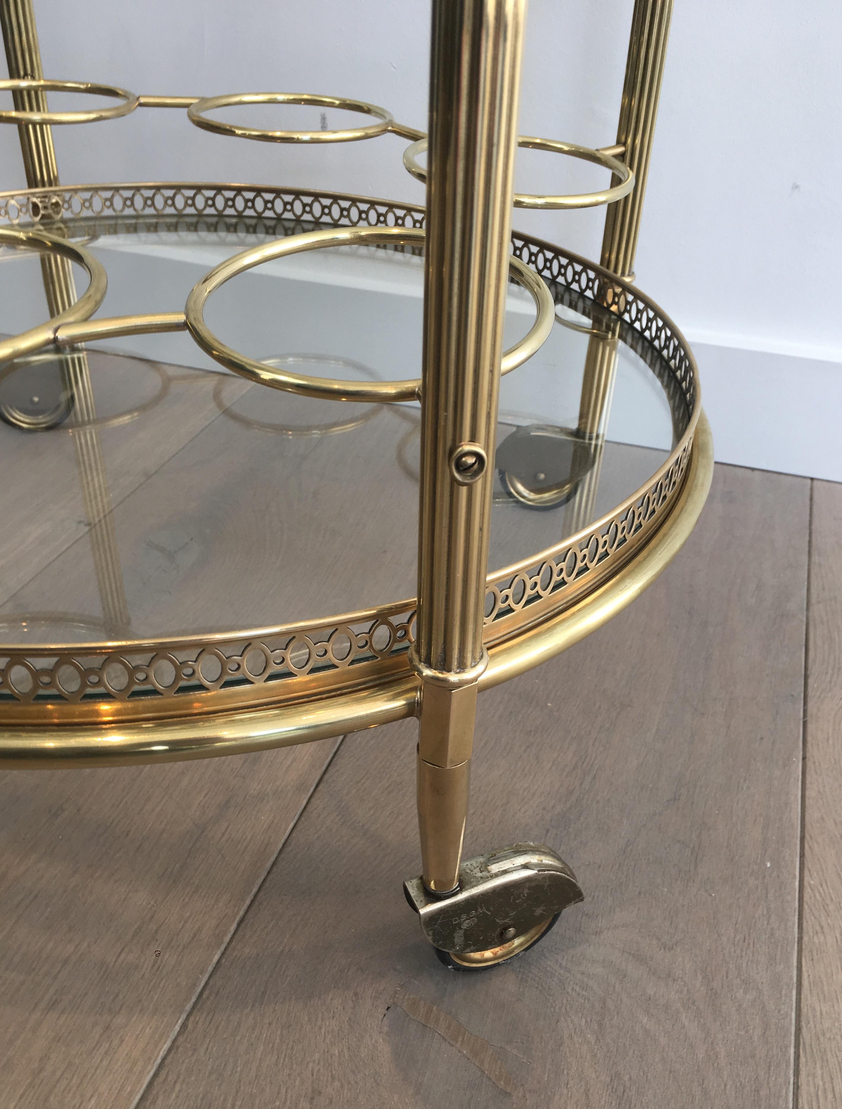 Neoclassical Brass Round Bar Cart, French, circa 1940 For Sale 5