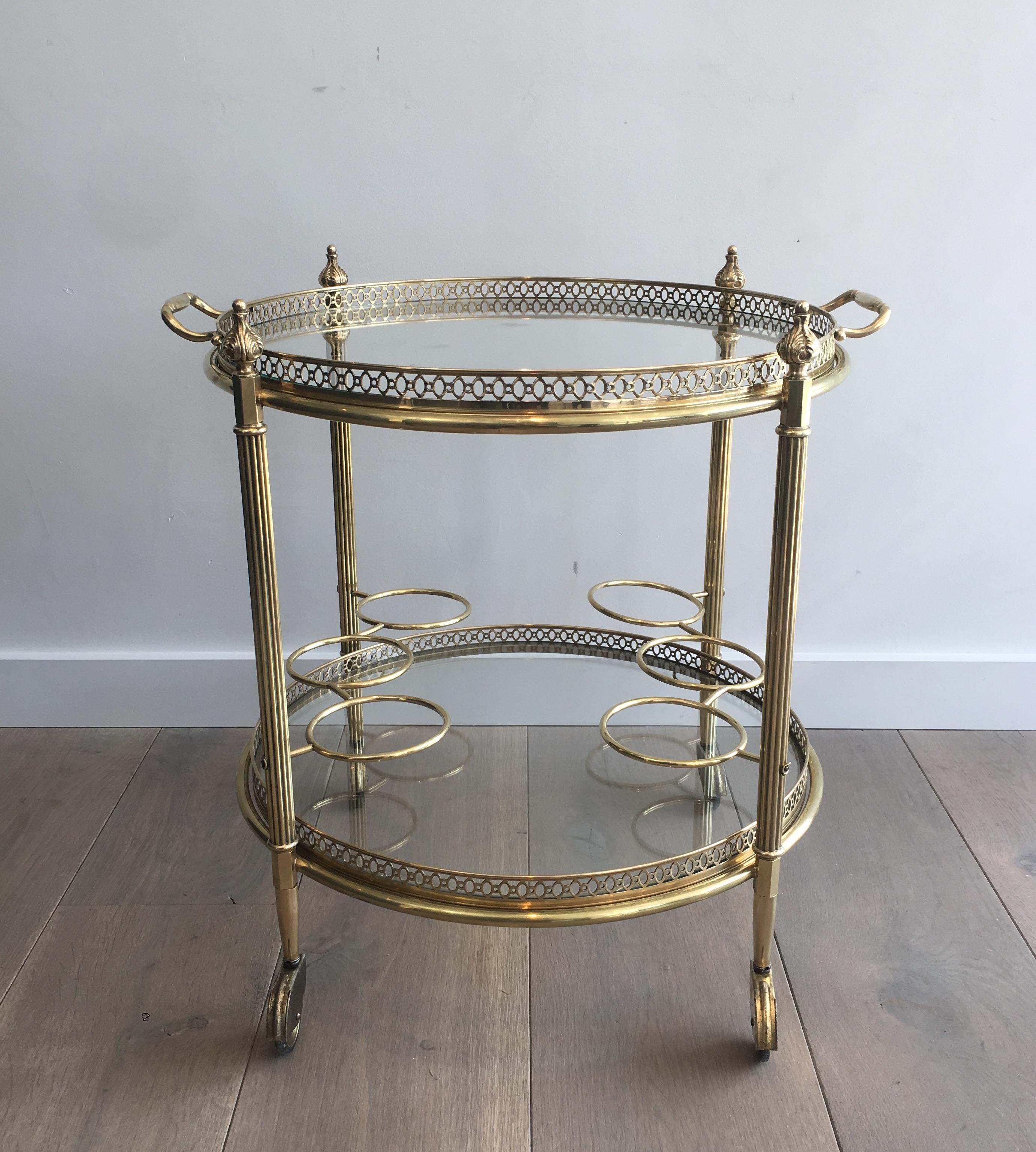 round brass bar cart