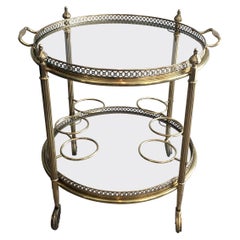 Neoclassical Brass Round Bar Cart, French, circa 1940
