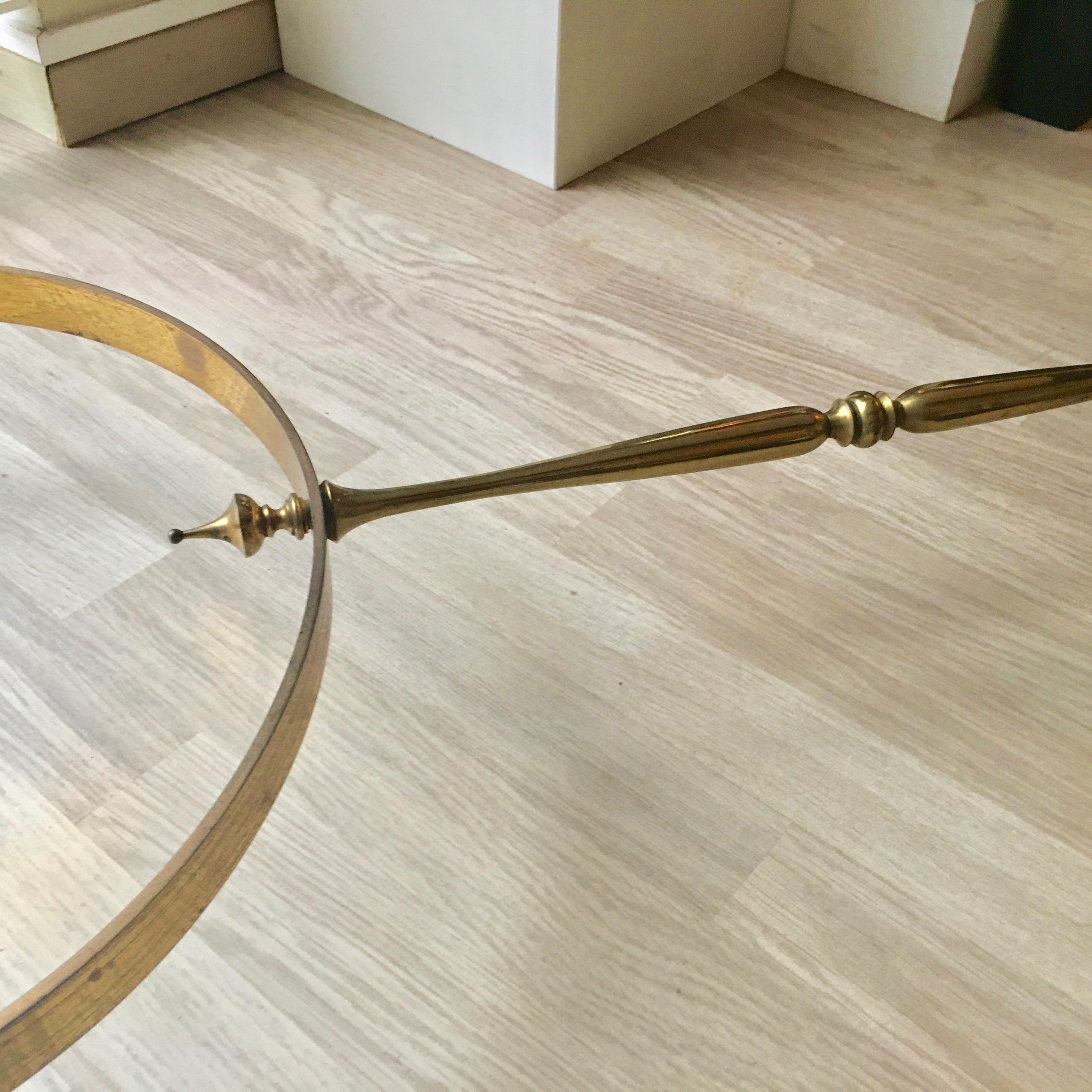 Mid-20th Century Neoclassical Brass Table with a Glass and Mirror Top by Maison Jansen, France  For Sale