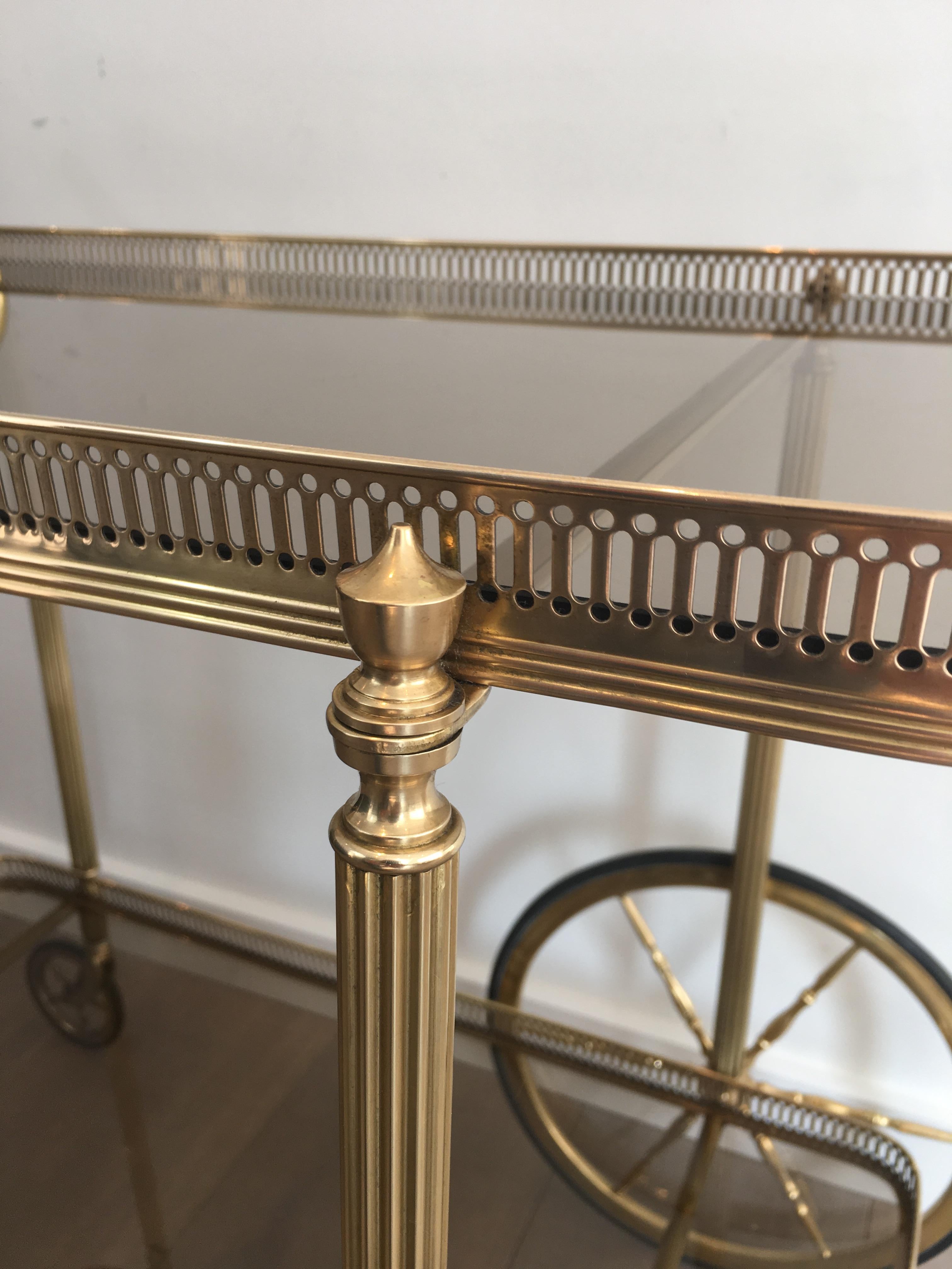 Glass Neoclassical Brass Trolley, French, circa 1940