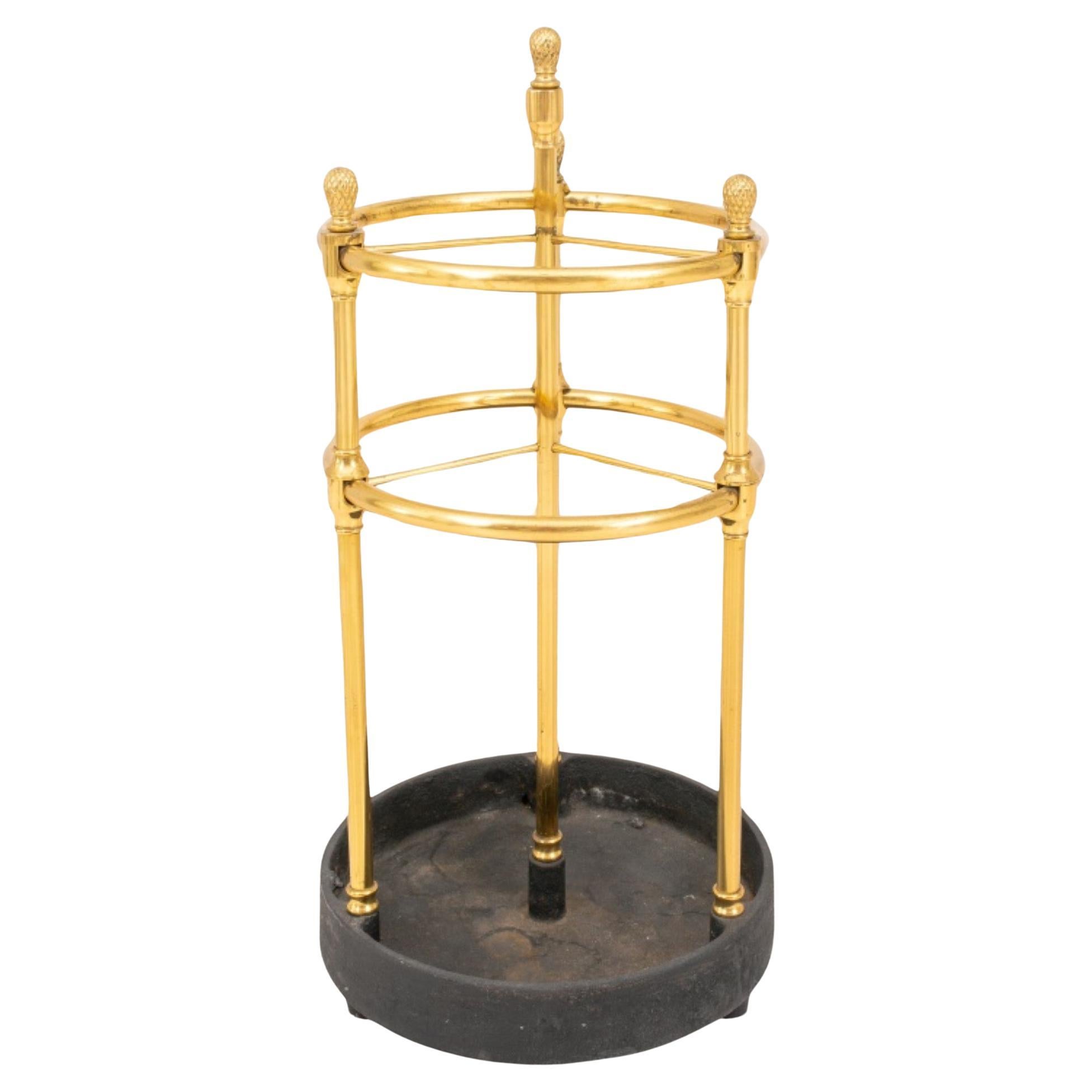 Neoclassical Brass Umbrella Stand / Cane Rack