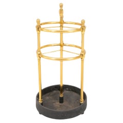 Vintage Neoclassical Brass Umbrella Stand / Cane Rack