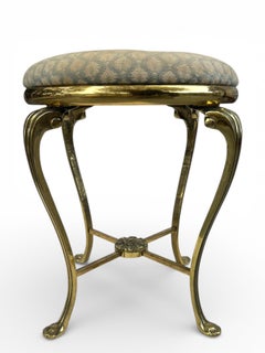 Neoclassical Brass Vanity Seat, Occasional Stool, Footstool.
