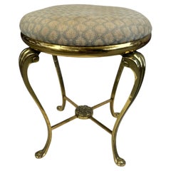 Vintage Neoclassical Brass Vanity Seat, Occasional Stool, Footstool.