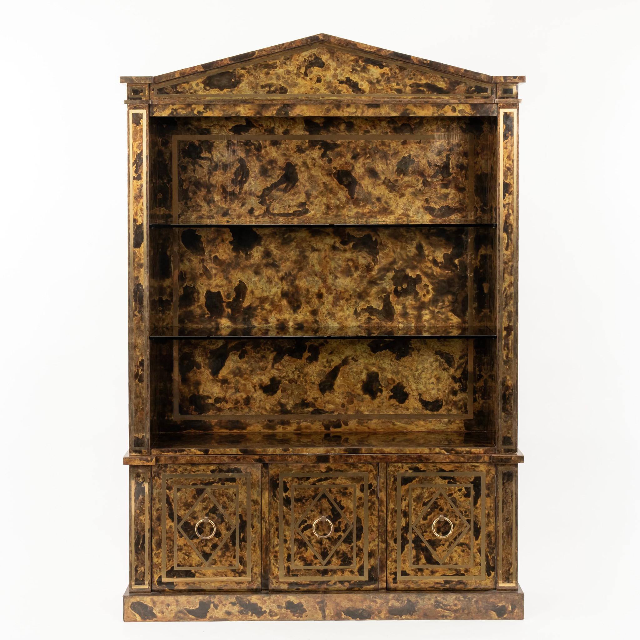 Neoclassical Brass Veneer Cabinet Bookcase For Sale 6