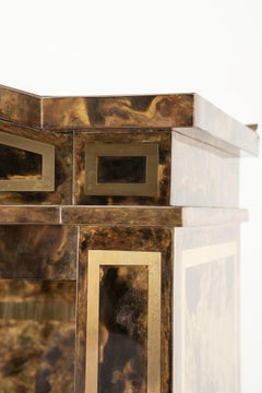 Neoclassical Brass Veneer Cabinet Bookcase