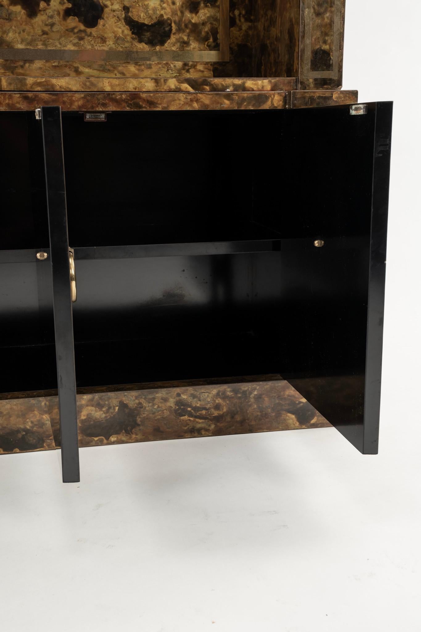 Neoclassical Brass Veneer Cabinet Bookcase For Sale 2