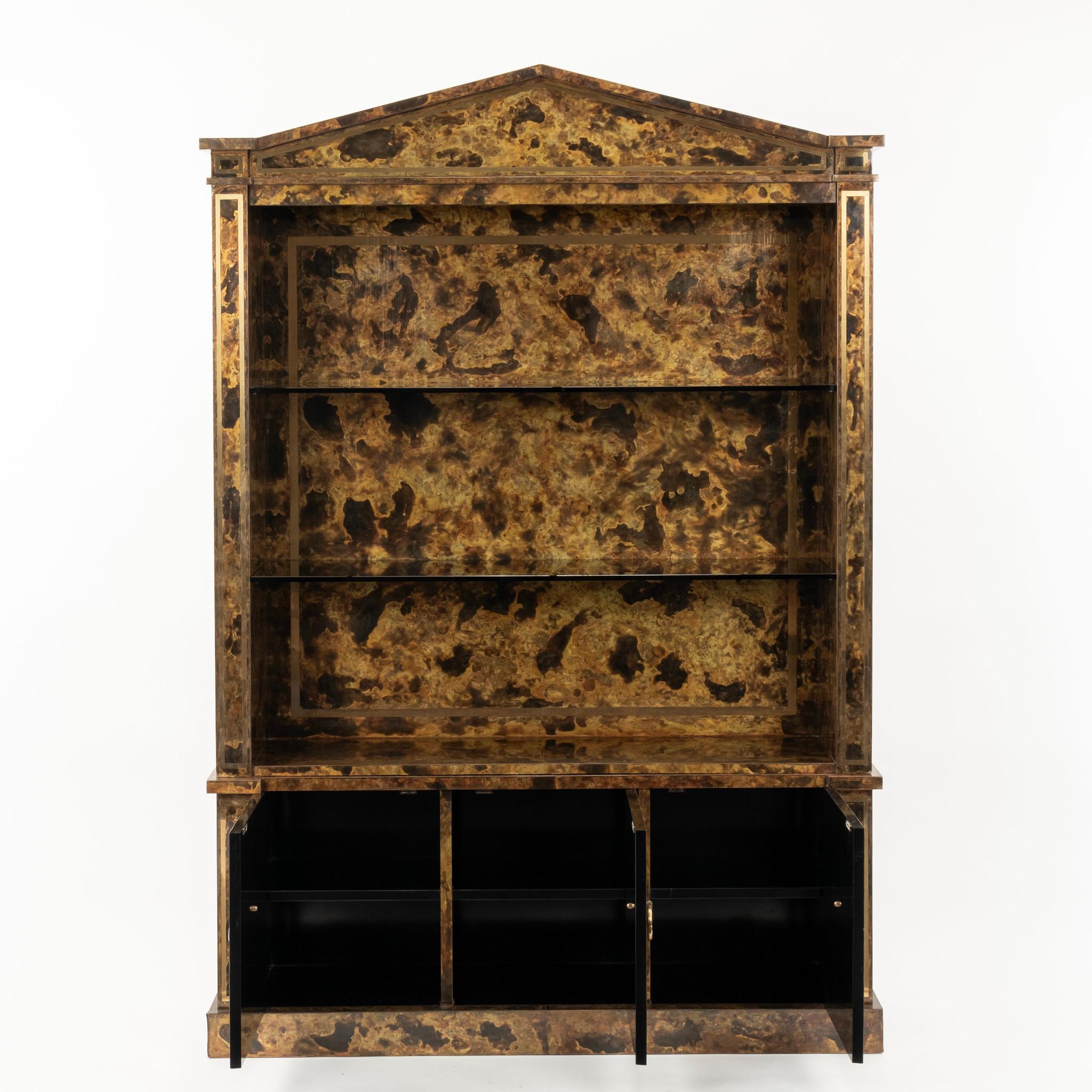 Neoclassical Brass Veneer Cabinet Bookcase For Sale 4