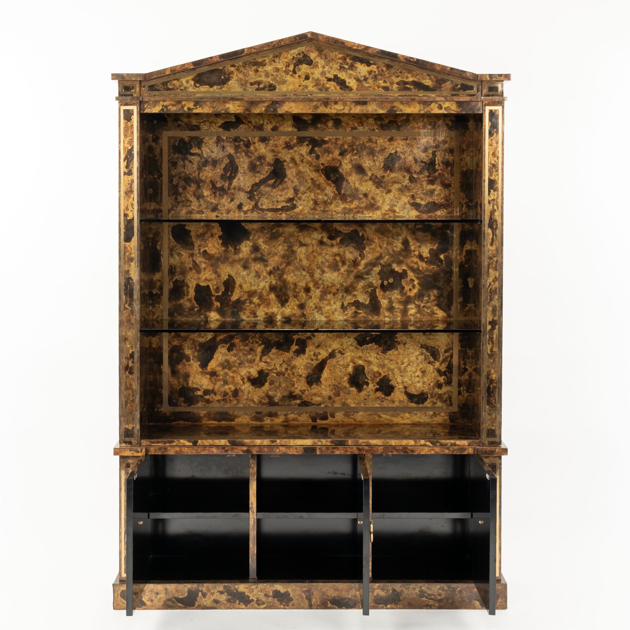 Neoclassical Brass Veneer Cabinet Bookcase For Sale 5