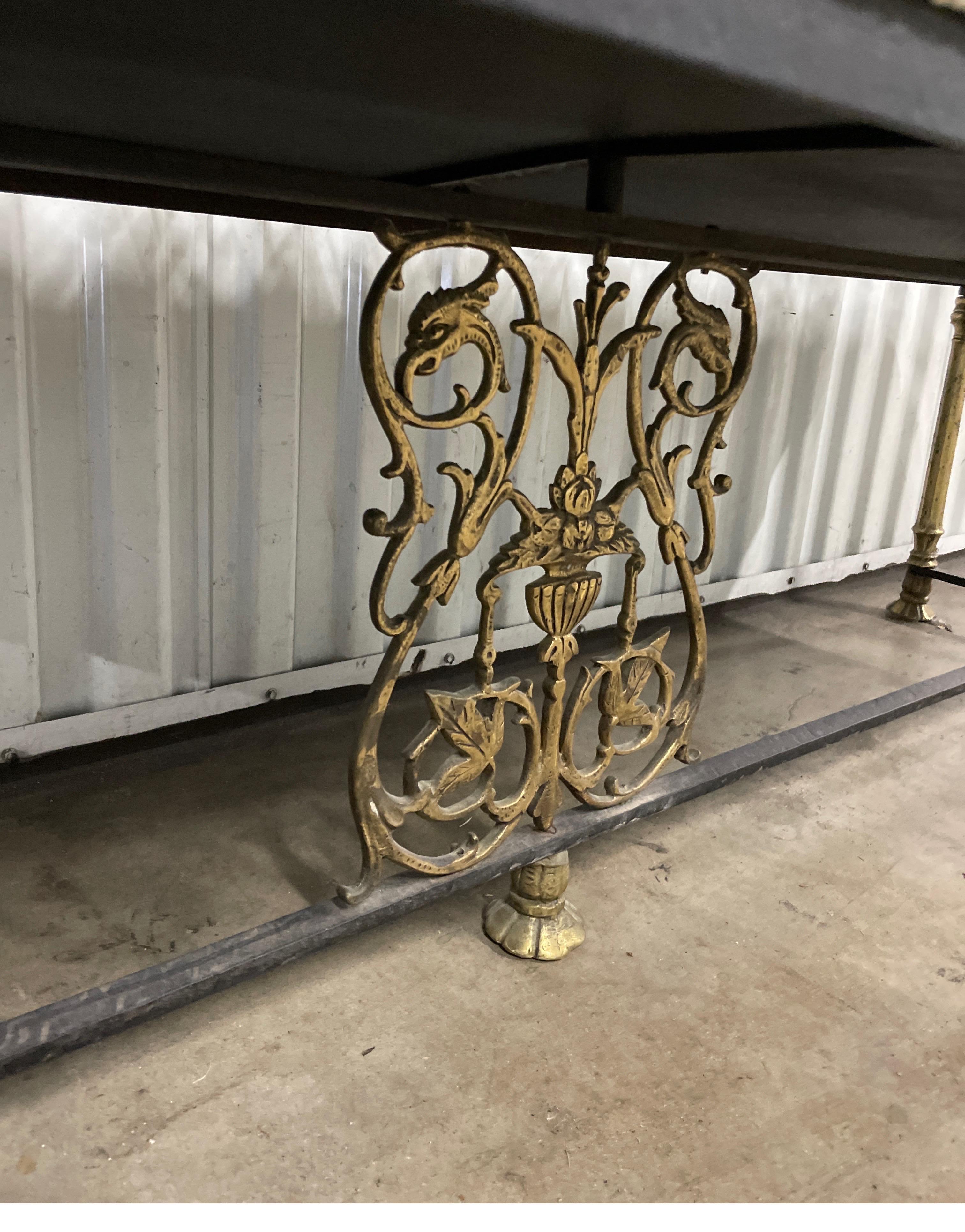Neoclassical Brass & Wrought Iron Antique Bench For Sale 8