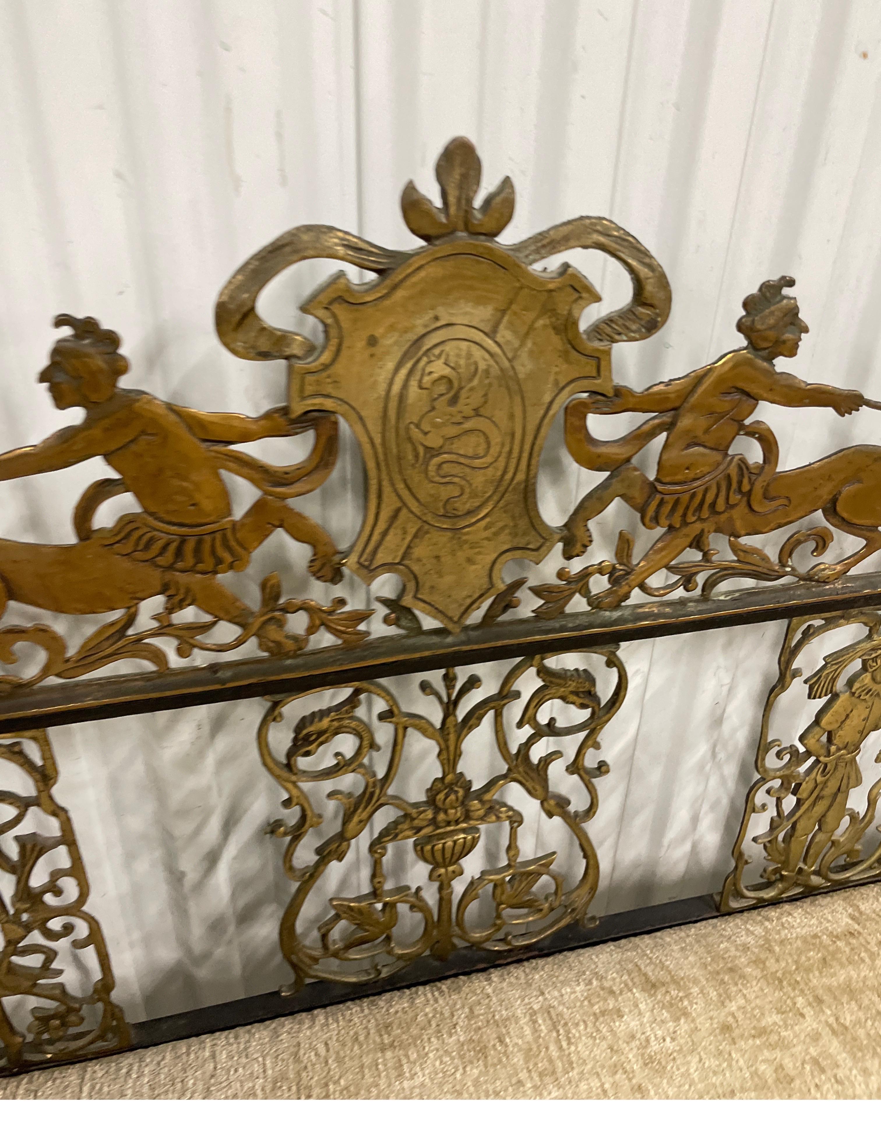 Neoclassical Brass & Wrought Iron Antique Bench For Sale 9