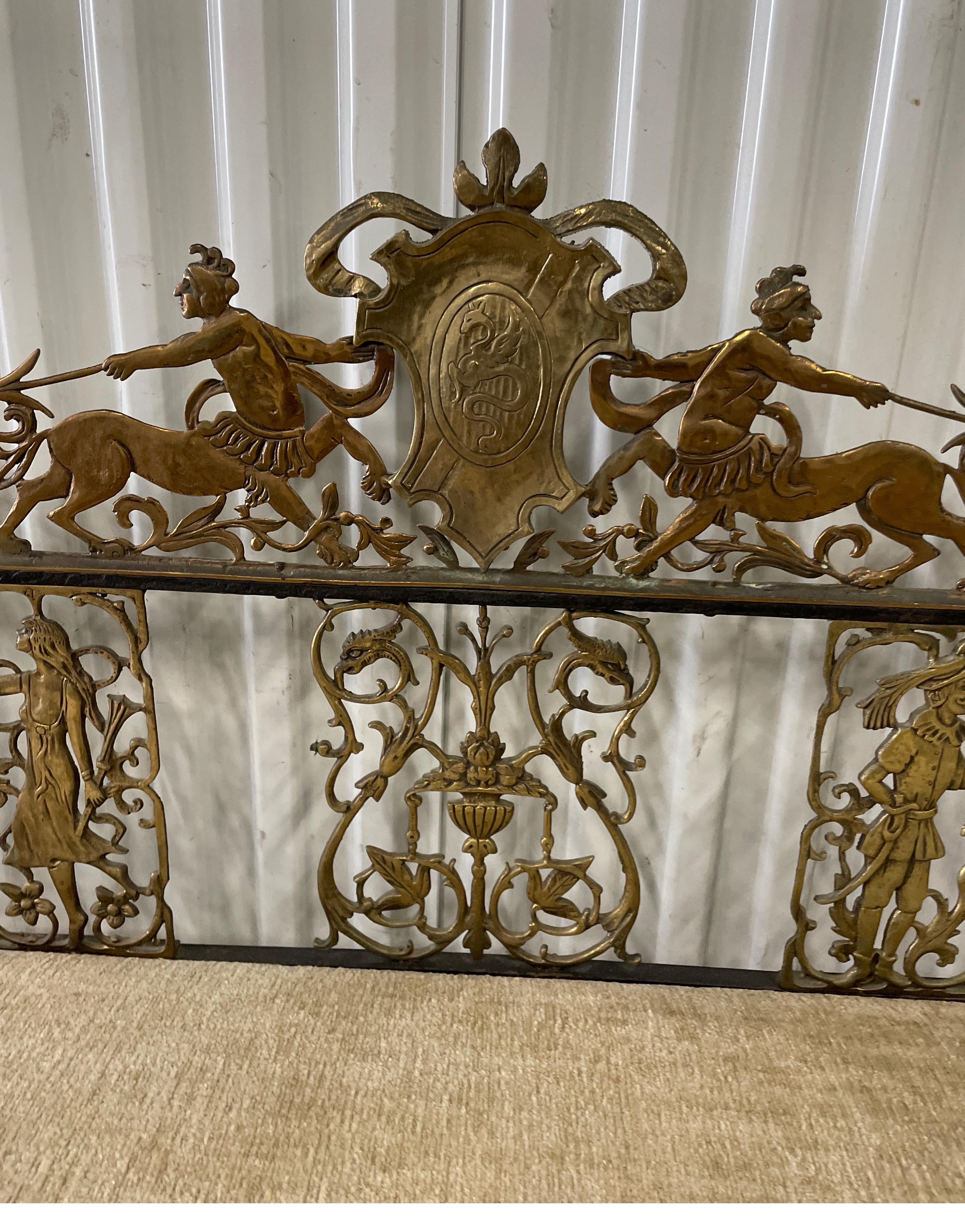 19th Century Neoclassical Brass & Wrought Iron Antique Bench For Sale