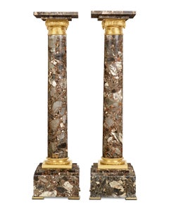 Neoclassical Breccia Marble and Ormolu Pedestals