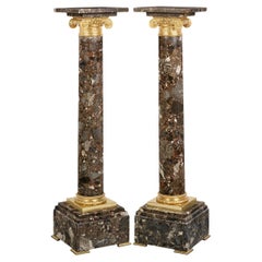 Neoclassical Breccia Marble and Ormolu Pedestals
