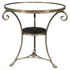 Table d'appoint néoclassique en bronze et marbre noir de style Jansen à Gueridon