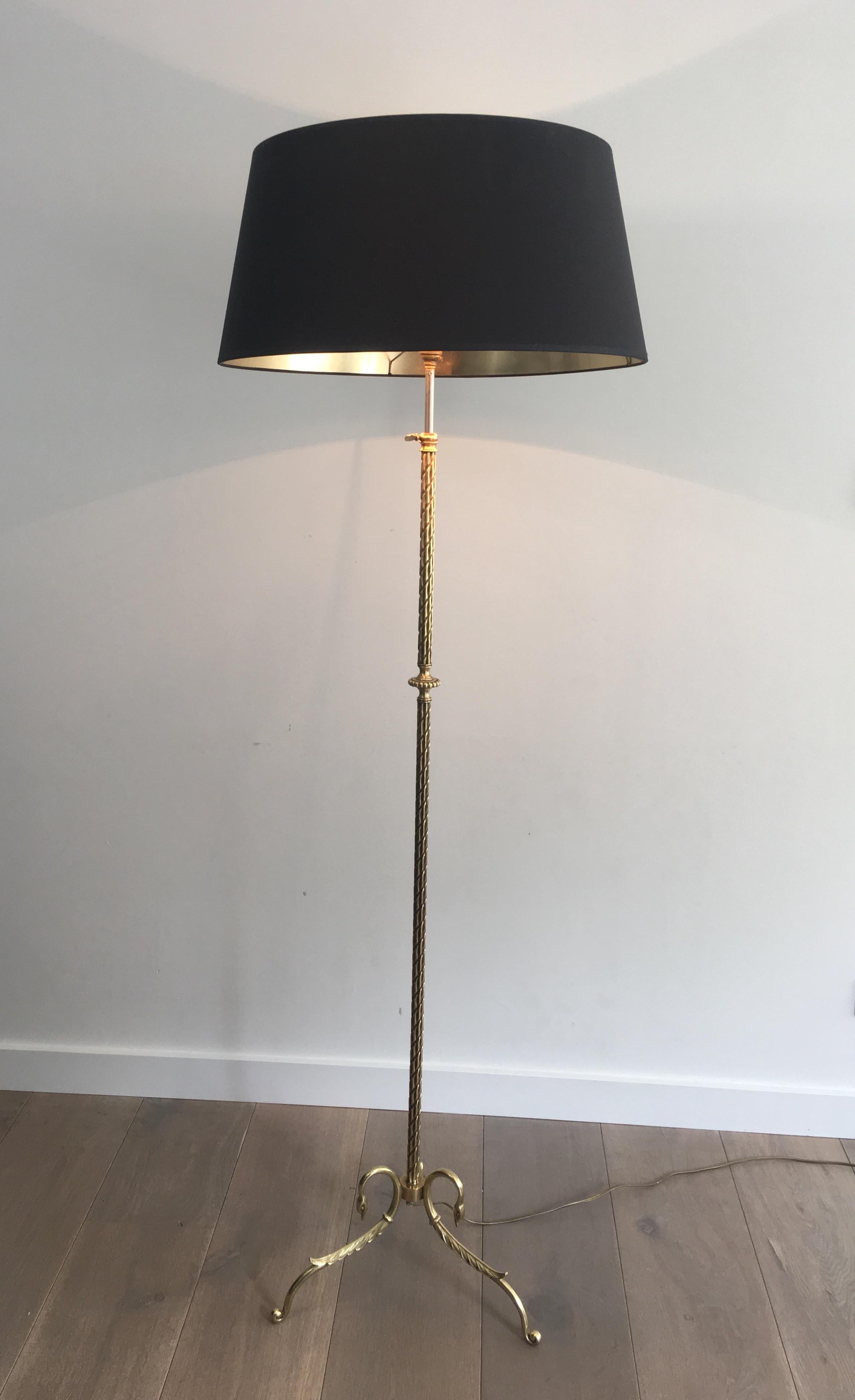 Neoclassical Bronze and Brass Adjustable Floor Lamp with Swanheads, circa 1940 8
