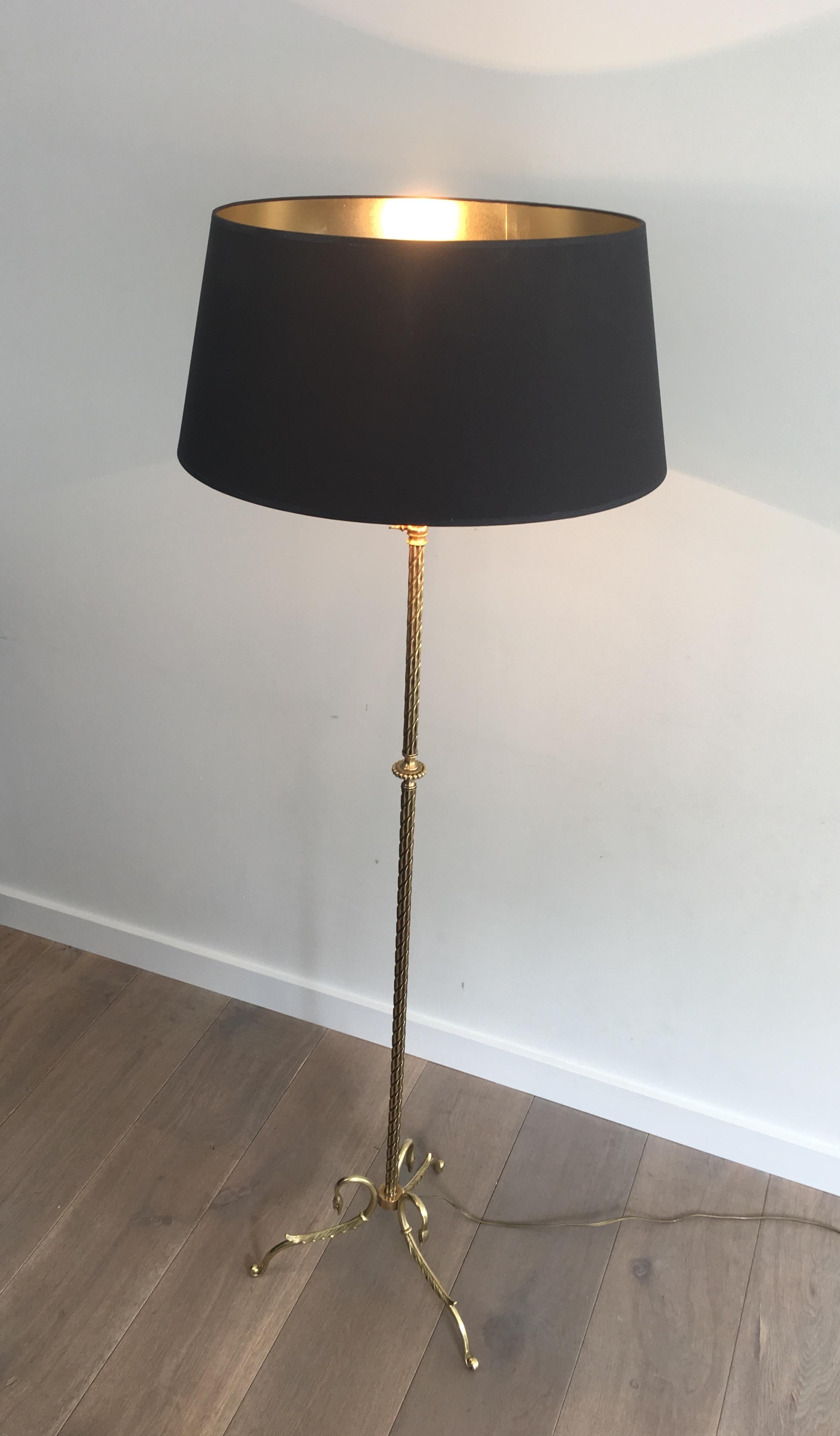 Neoclassical Bronze and Brass Adjustable Floor Lamp with Swanheads, circa 1940 9