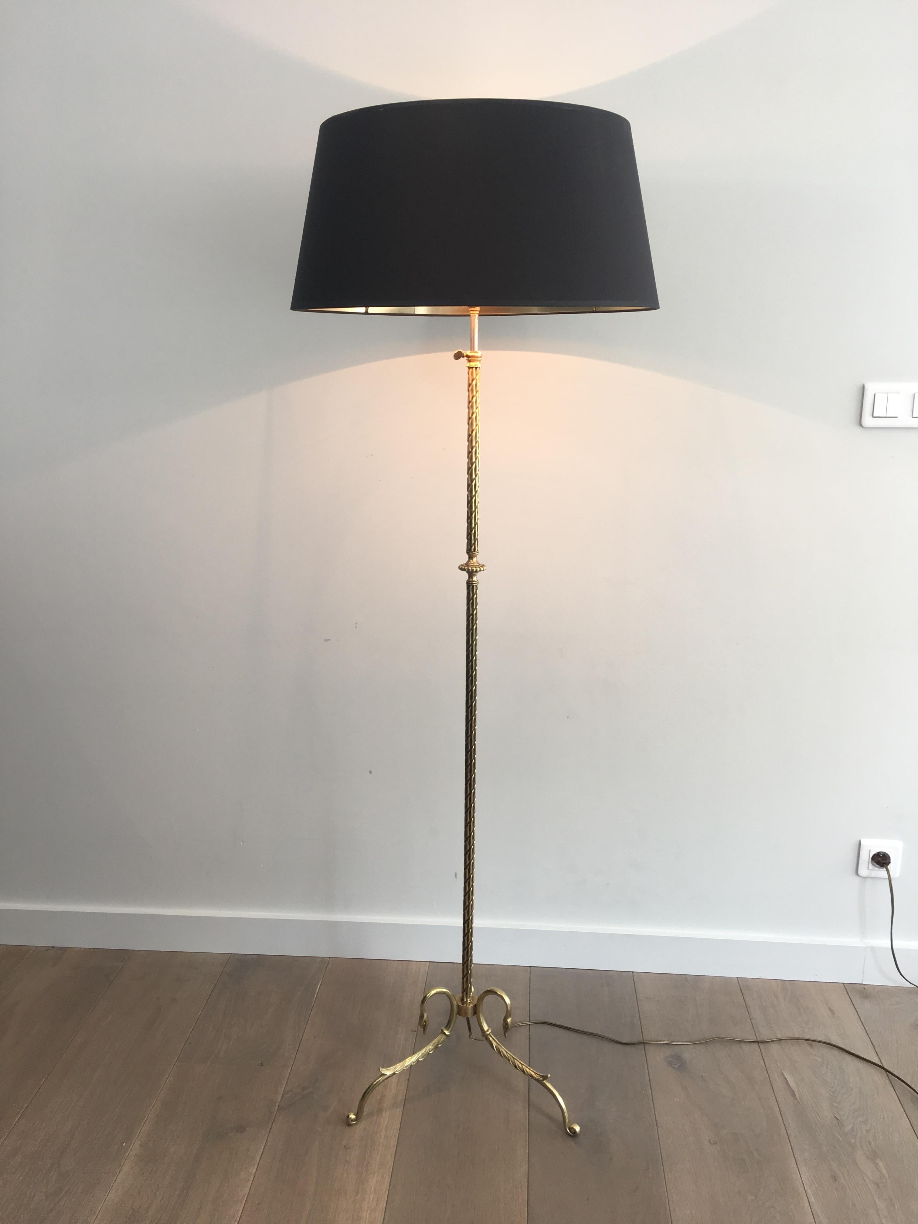 Neoclassical Bronze and Brass Adjustable Floor Lamp with Swanheads, circa 1940 10