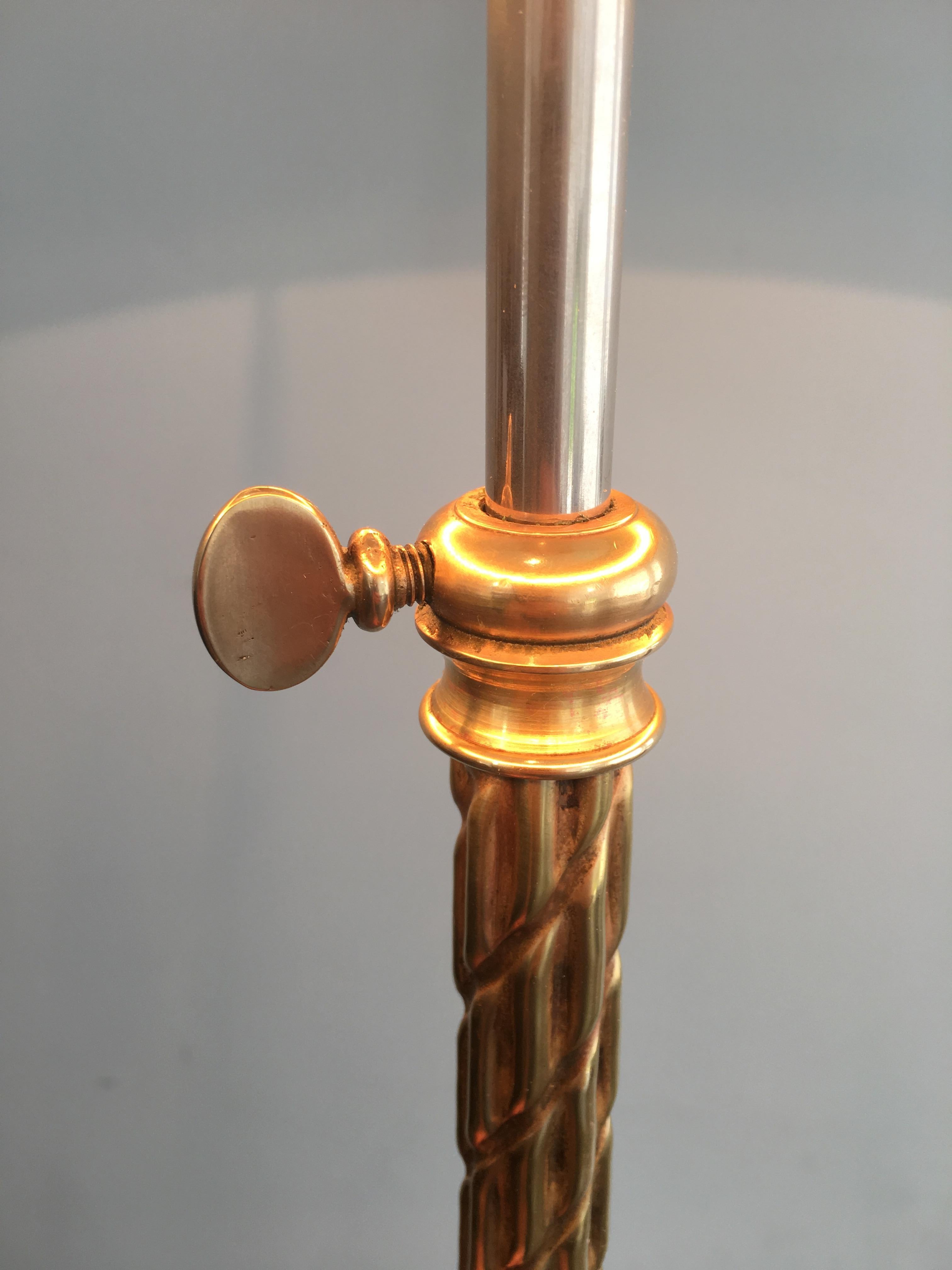 Mid-20th Century Neoclassical Bronze and Brass Adjustable Floor Lamp with Swanheads, circa 1940