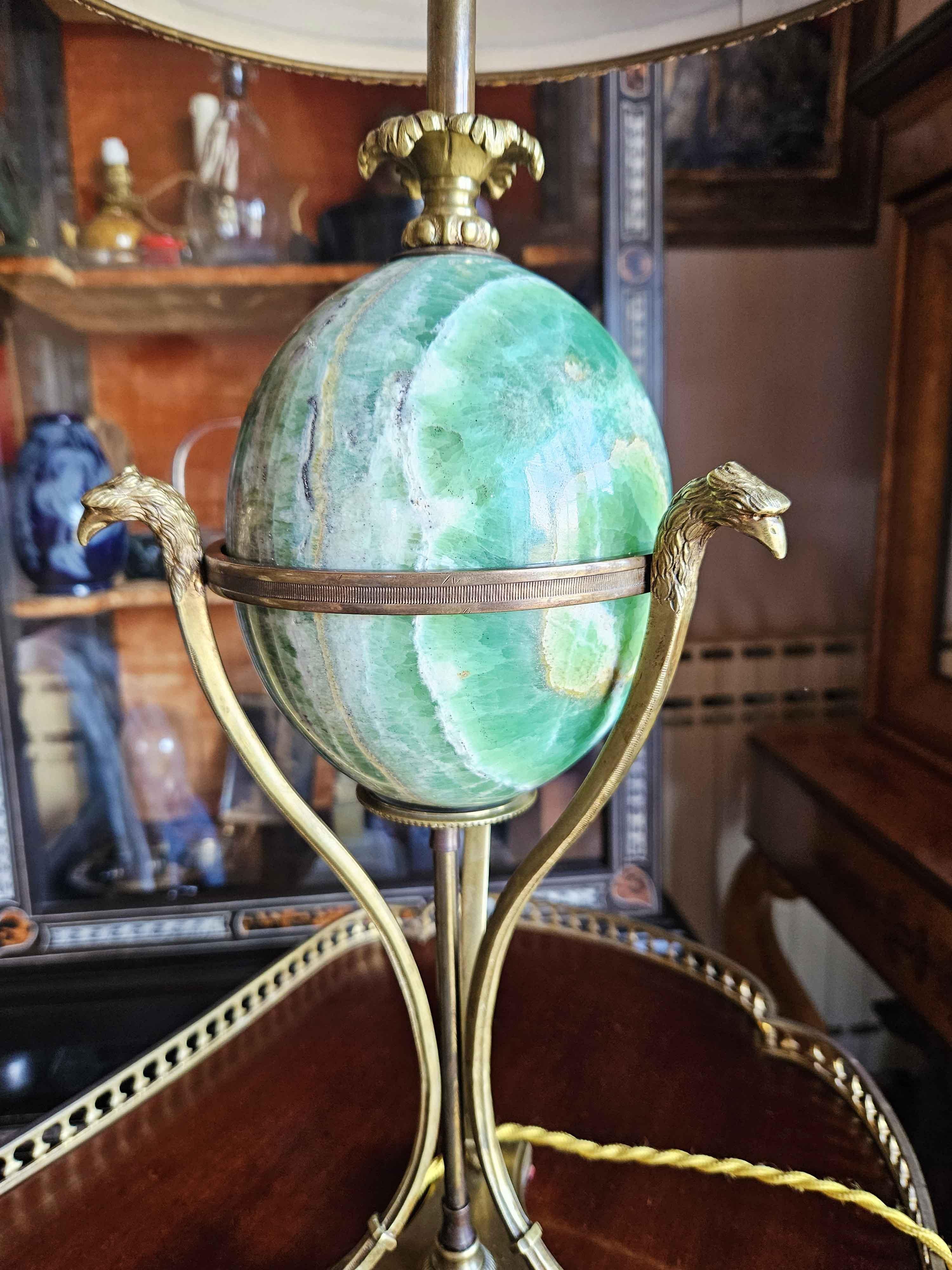 Neoclassical Bronze And Fluorspar Lamp Signed Maison Charles For Sale 6