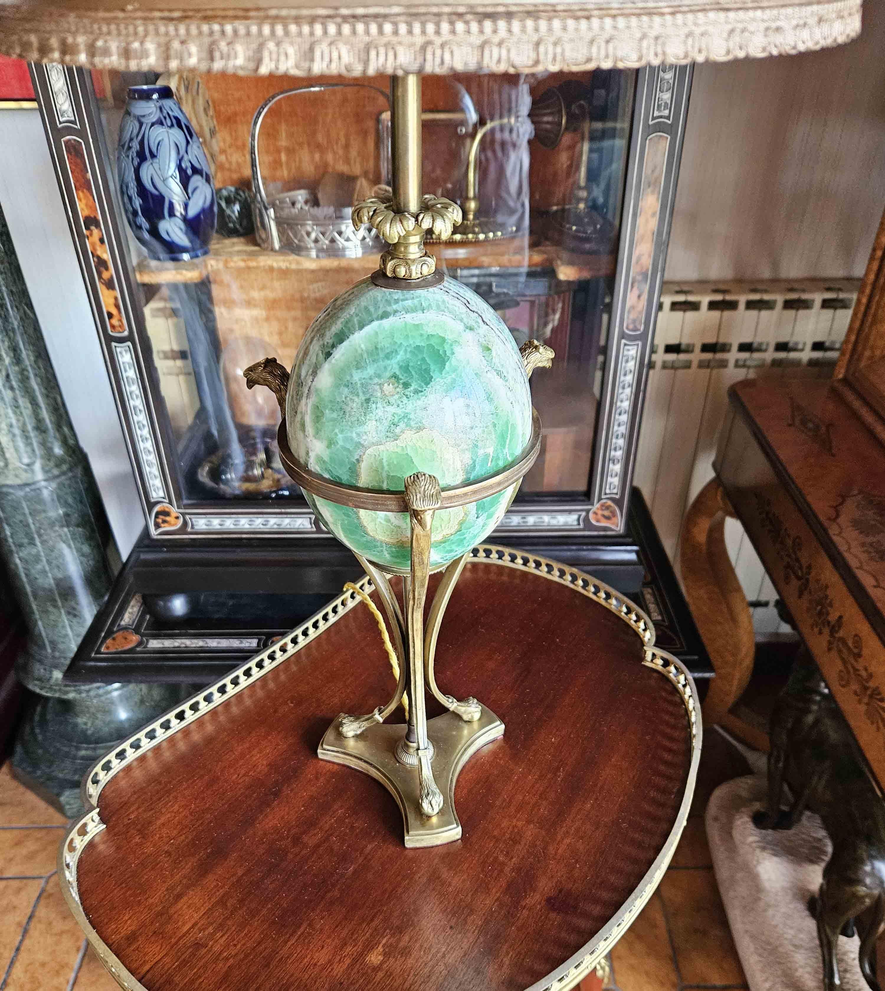 Neoclassical Revival Neoclassical Bronze And Fluorspar Lamp Signed Maison Charles For Sale