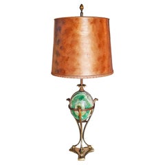 Retro Neoclassical Bronze And Fluorspar Lamp Signed Maison Charles