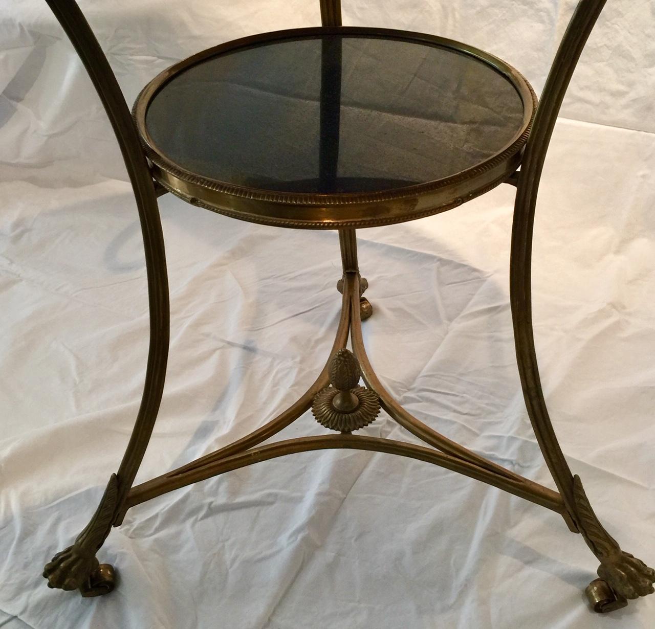 French Neoclassical Bronze and Marble Empire style Gueridon Table, Two-Tier For Sale