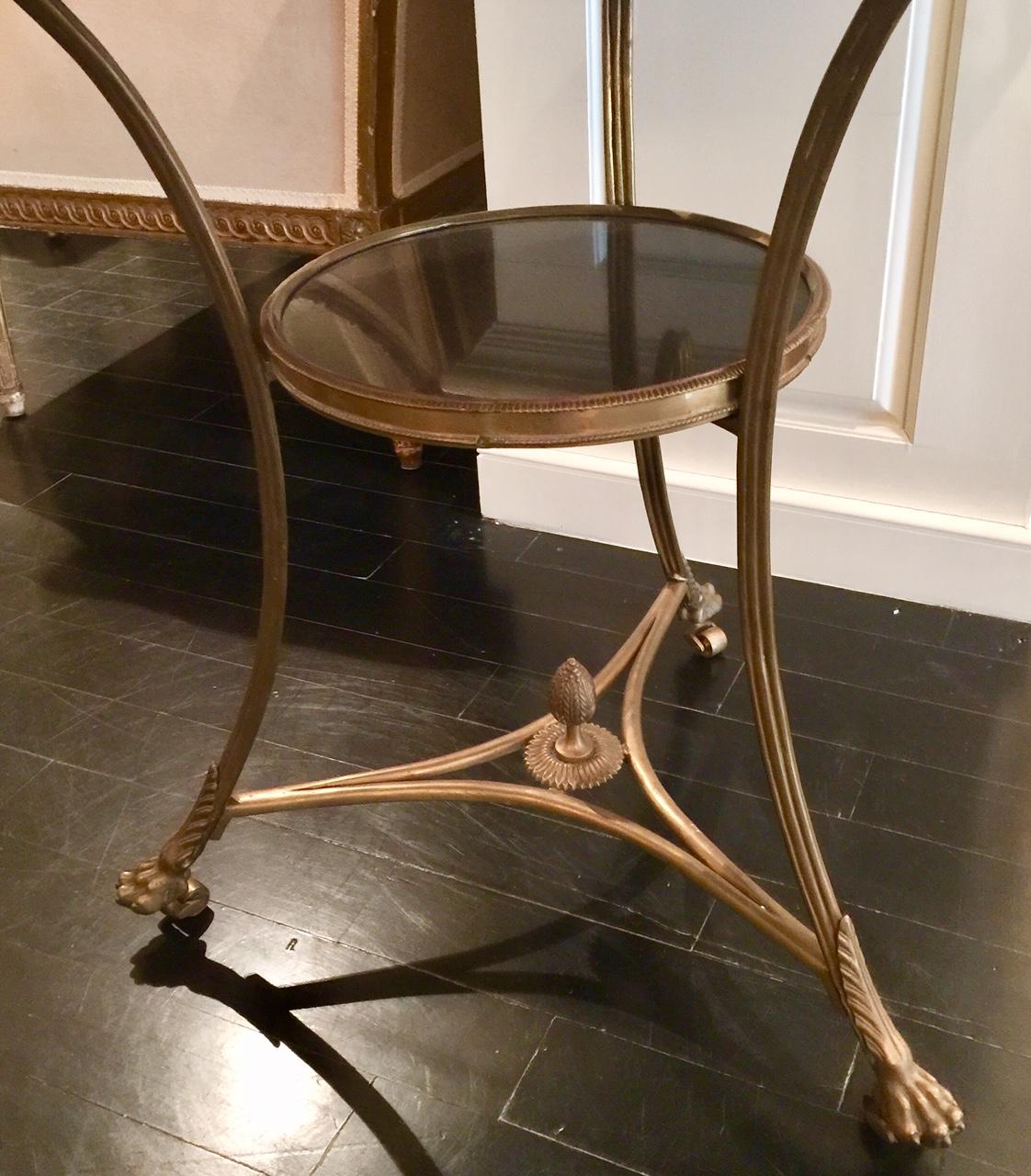 Neoclassical Bronze and Marble Empire style Gueridon Table, Two-Tier For Sale 2