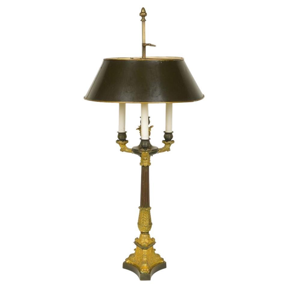 Neoklassizistische Kandelaber-Tischlampe aus Bronze und Goldbronze