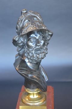 Neoclassical Bronze and Rouge Marble Mantel Clock